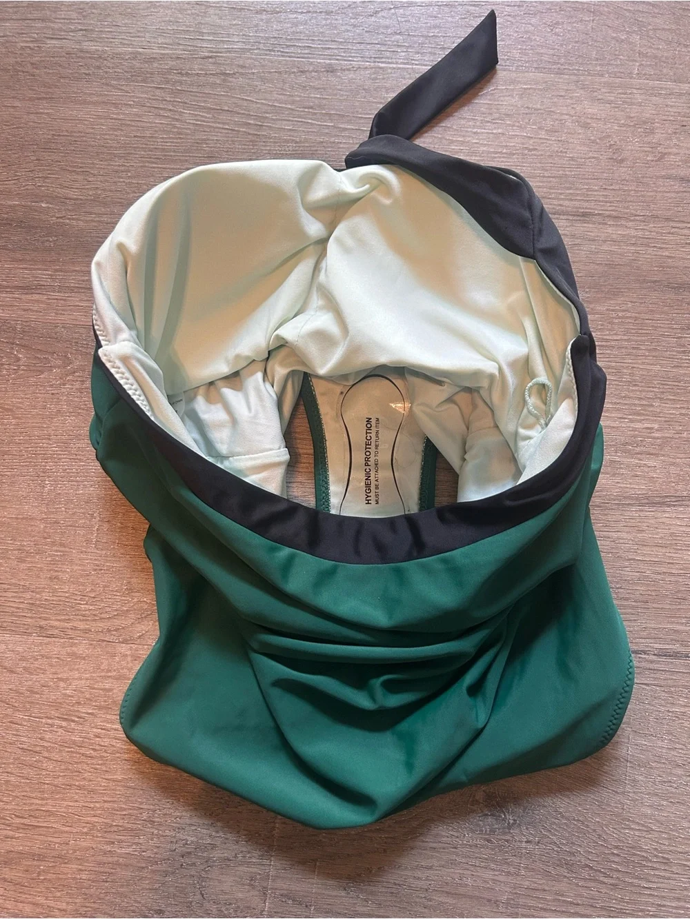 Halter One-Piece Swimsuit Womens Size M Green Halter Ruched Tummy Control
